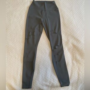 Alo High-Waist Ripped Warrior Legging, grey.
